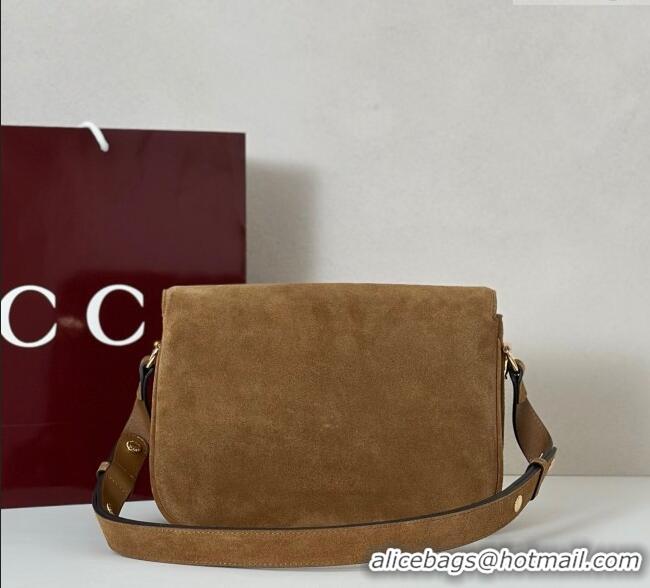 Best Price Gucci Horsebit 1955 Aura small shoulder bag in Suede 847063 Brown 2025