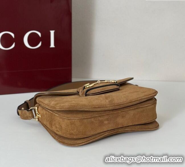Best Price Gucci Horsebit 1955 Aura small shoulder bag in Suede 847063 Brown 2025