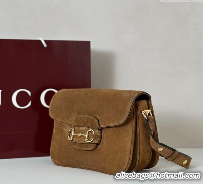 Best Price Gucci Horsebit 1955 Aura small shoulder bag in Suede 847063 Brown 2025
