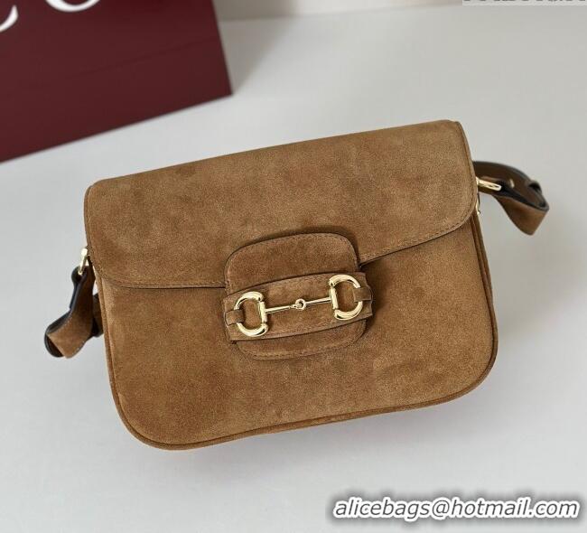 Best Price Gucci Horsebit 1955 Aura small shoulder bag in Suede 847063 Brown 2025
