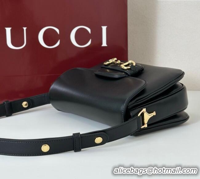 Luxury Discount Gucci Horsebit 1955 Aura small shoulder bag in Leather 847063 Black 2025
