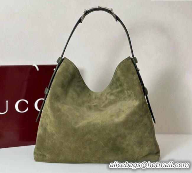 Cheap Design Gucci Beatrix Suede large tote bag 850546 Green 2025
