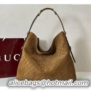 Buy Discount Gucci Beatrix GG Suede large tote bag 850546 Brown 2025