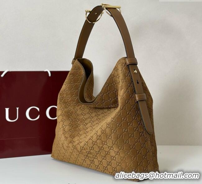 Buy Discount Gucci Beatrix GG Suede large tote bag 850546 Brown 2025