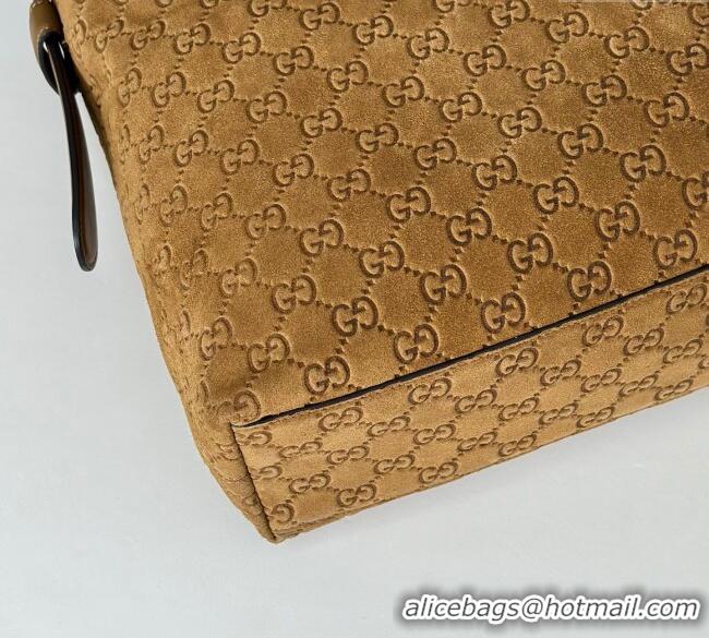 Buy Discount Gucci Beatrix GG Suede large tote bag 850546 Brown 2025