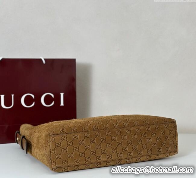 Buy Discount Gucci Beatrix GG Suede large tote bag 850546 Brown 2025
