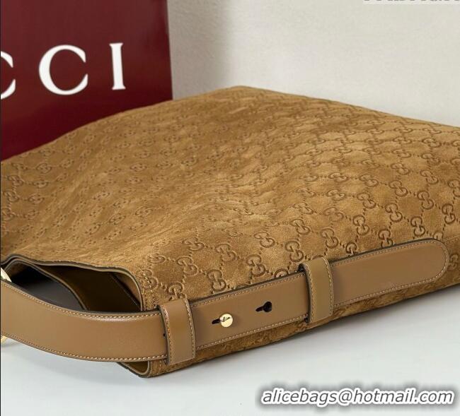 Buy Discount Gucci Beatrix GG Suede large tote bag 850546 Brown 2025