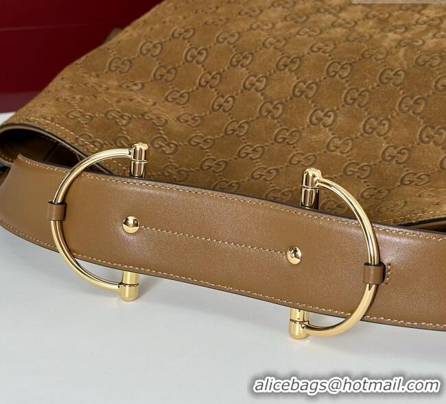 Buy Discount Gucci Beatrix GG Suede large tote bag 850546 Brown 2025