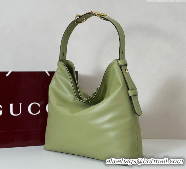 Discount Gucci Beatrix Leather large tote bag 850546 Sage Green 2025