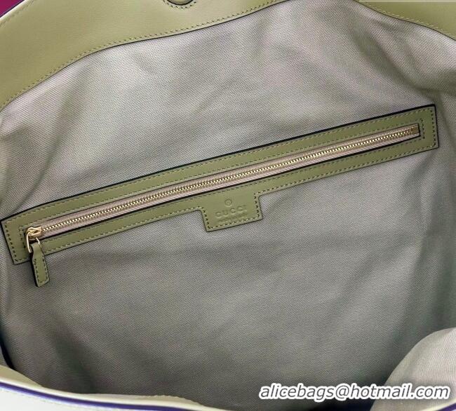 Discount Gucci Beatrix Leather large tote bag 850546 Sage Green 2025