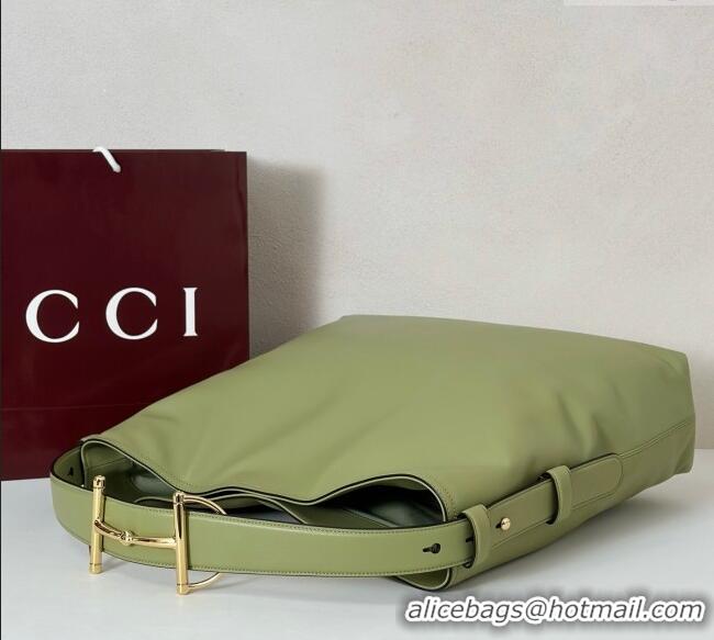 Discount Gucci Beatrix Leather large tote bag 850546 Sage Green 2025