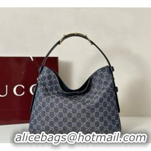 New Fashion Gucci Beatrix GG Denim medium tote bag 850926 Navy Blue 2025