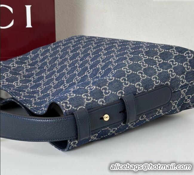 New Fashion Gucci Beatrix GG Denim medium tote bag 850926 Navy Blue 2025