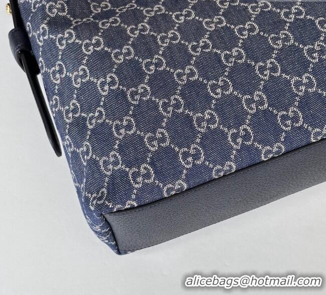New Fashion Gucci Beatrix GG Denim medium tote bag 850926 Navy Blue 2025