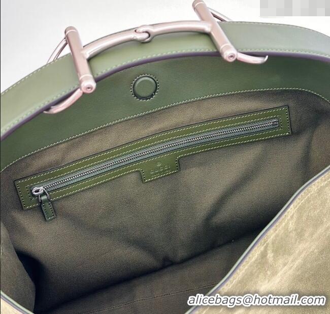 Well Crafted Gucci Beatrix Suede medium tote bag 850926 Green 2025