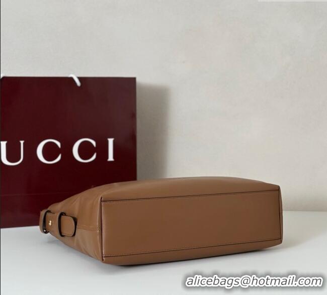 Famous Brand Gucci Beatrix Leather medium tote bag 850926 Brown 2025