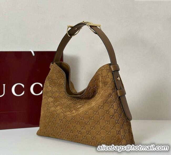 Most Popular Gucci Beatrix GG Suede medium tote bag 850926 Brown 2025