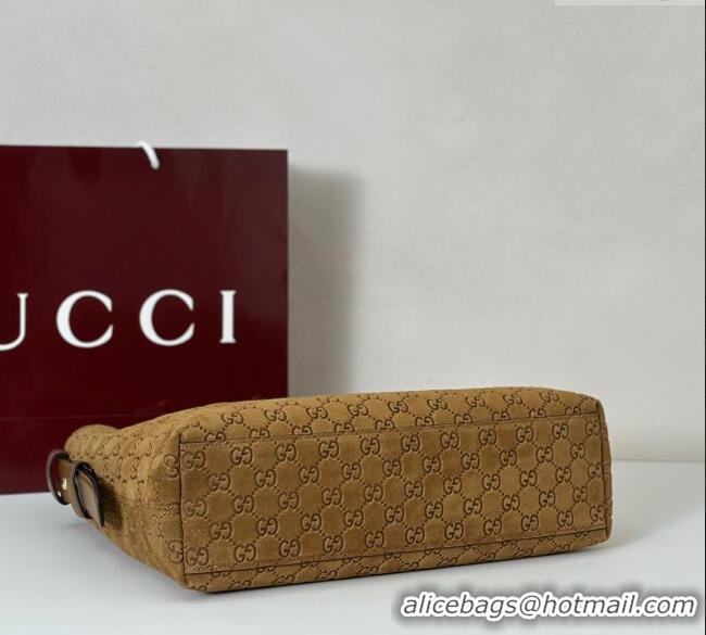 Most Popular Gucci Beatrix GG Suede medium tote bag 850926 Brown 2025