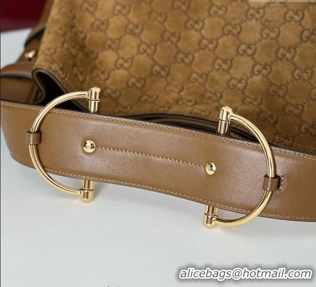 Most Popular Gucci Beatrix GG Suede medium tote bag 850926 Brown 2025