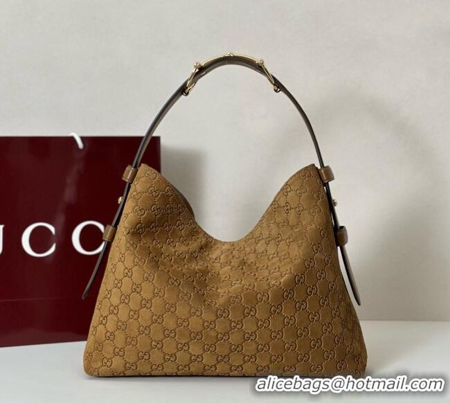 Most Popular Gucci Beatrix GG Suede medium tote bag 850926 Brown 2025