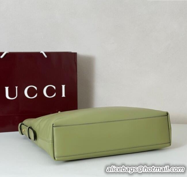 Top Quality Gucci Beatrix Leather large tote bag 850546 Sage Green 2025