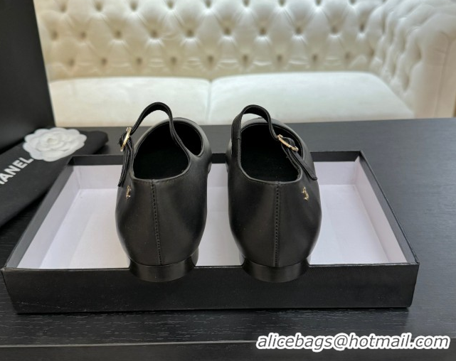 Unique Style Chanel Lambskin & Grosgrain Pointed Mary Janes Ballet Flats Black G46849 1103044