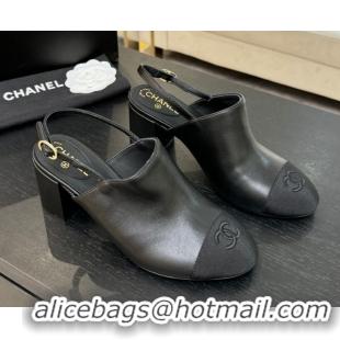 Low Cost Chanel Calfskin Leather & Grosgrain Slingbacks Pump 6.5cm Black 2025 G46865 1103047