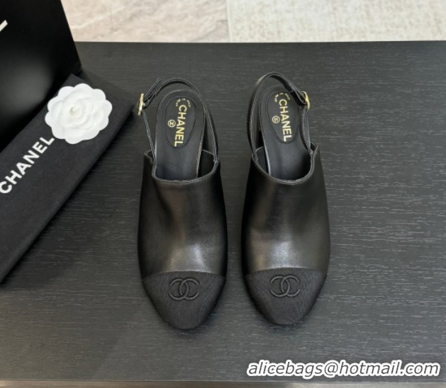 Low Cost Chanel Calfskin Leather & Grosgrain Slingbacks Pump 6.5cm Black 2025 G46865 1103047