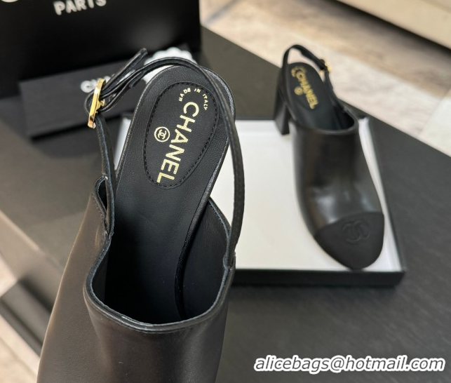Low Cost Chanel Calfskin Leather & Grosgrain Slingbacks Pump 6.5cm Black 2025 G46865 1103047