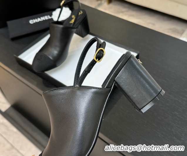 Low Cost Chanel Calfskin Leather & Grosgrain Slingbacks Pump 6.5cm Black 2025 G46865 1103047