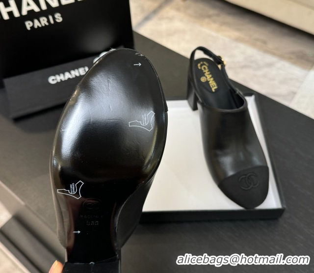 Low Cost Chanel Calfskin Leather & Grosgrain Slingbacks Pump 6.5cm Black 2025 G46865 1103047