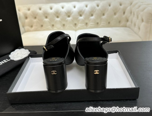 Low Cost Chanel Calfskin Leather & Grosgrain Slingbacks Pump 6.5cm Black 2025 G46865 1103047