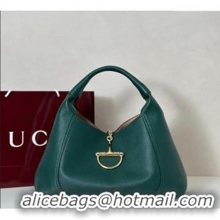 Promotional Gucci Softbit Leather Maxi Shoulder Bag with Oversized Half Horsebit 837466 Green 2025