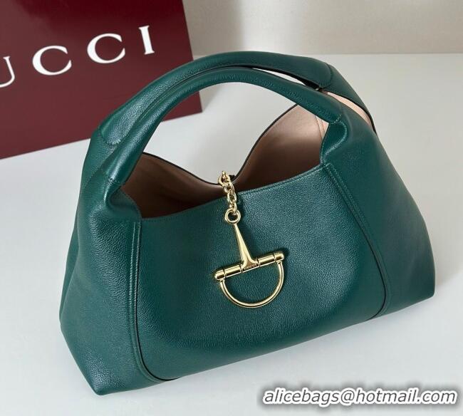 Promotional Gucci Softbit Leather Maxi Shoulder Bag with Oversized Half Horsebit 837466 Green 2025