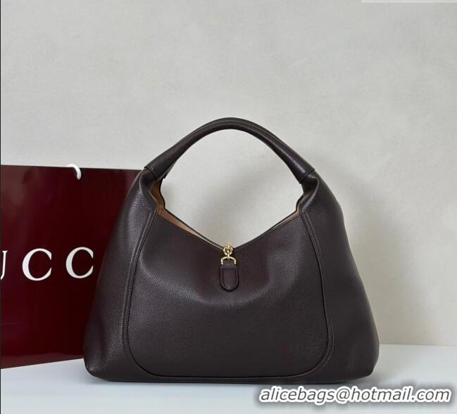 Top Grade Gucci Softbit Leather Maxi Shoulder Bag with Oversized Half Horsebit 837466 Dark Brown 2025