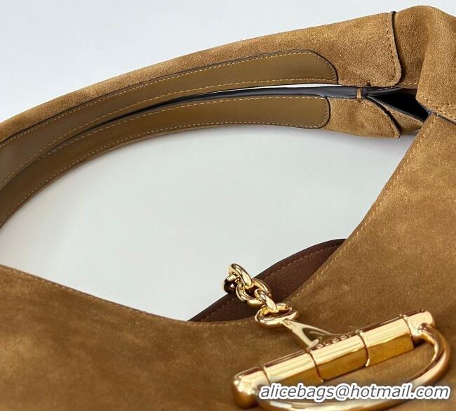 Top Quality Gucci Softbit Suede Maxi Shoulder Bag with Oversized Half Horsebit 837466 Brown 2025