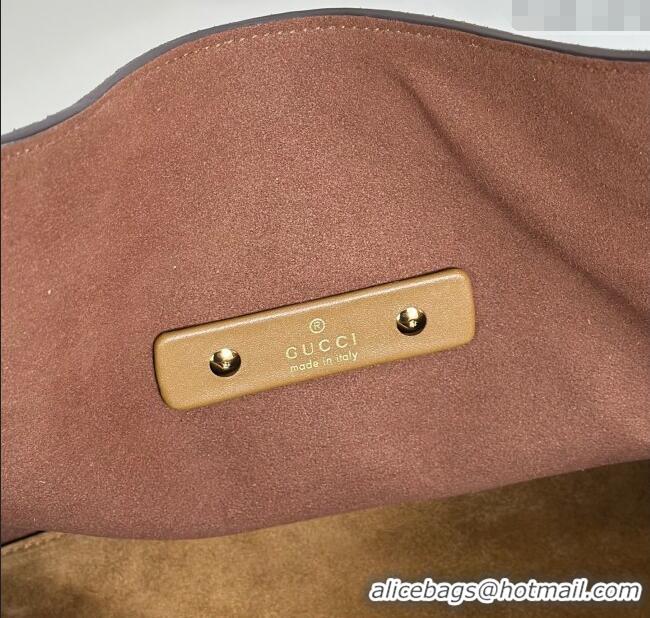 Top Quality Gucci Softbit Suede Maxi Shoulder Bag with Oversized Half Horsebit 837466 Brown 2025