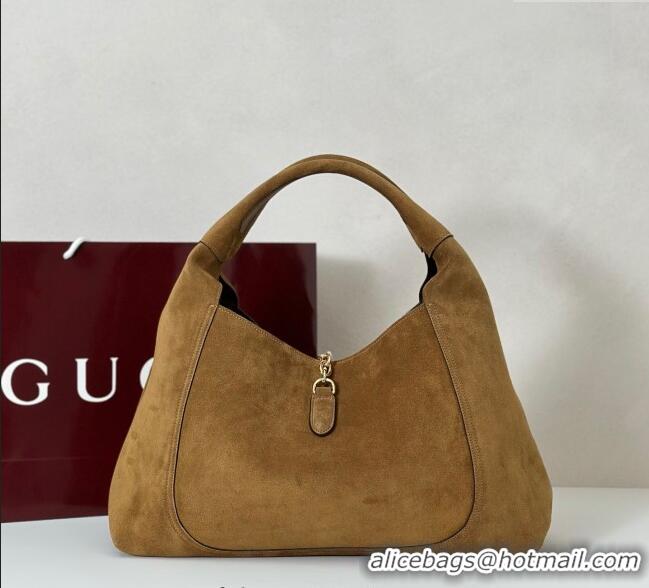 Top Quality Gucci Softbit Suede Maxi Shoulder Bag with Oversized Half Horsebit 837466 Brown 2025