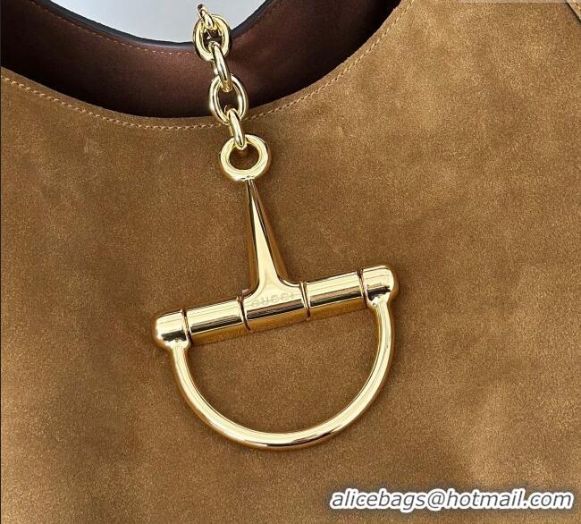 Top Quality Gucci Softbit Suede Maxi Shoulder Bag with Oversized Half Horsebit 837466 Brown 2025