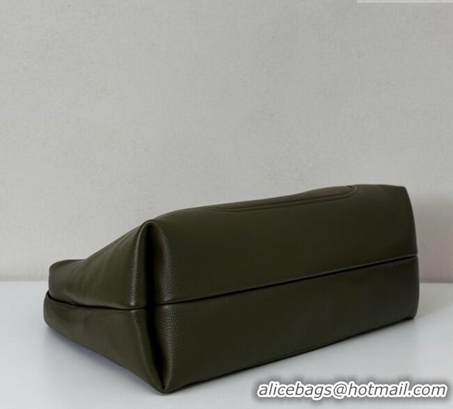 Luxury Cheap Gucci Softbit Leather Maxi Shoulder Bag with Oversized Half Horsebit 837466 Khaki 2025