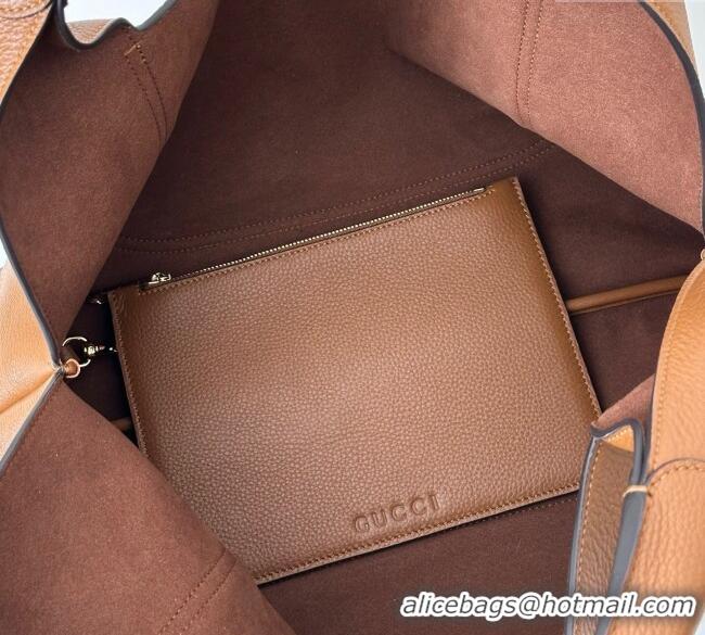 Best Price Gucci Softbit Leather Maxi Shoulder Bag with Oversized Half Horsebit 837466 Brown 2025