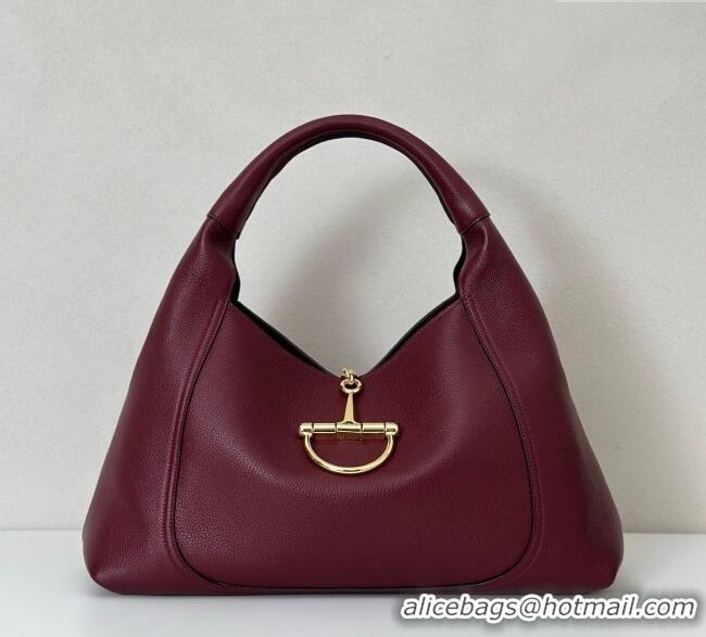 Well Crafted Gucci Softbit Leather Maxi Shoulder Bag with Oversized Half Horsebit 837466 Ancora Red 2025