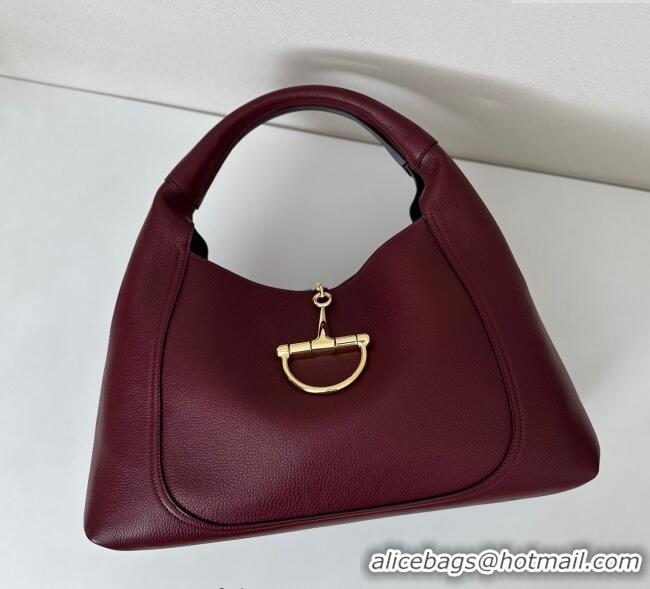 Well Crafted Gucci Softbit Leather Maxi Shoulder Bag with Oversized Half Horsebit 837466 Ancora Red 2025