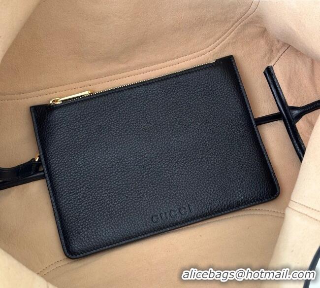 Best Price Gucci Softbit Leather Maxi Shoulder Bag with Oversized Half Horsebit 837466 Black 2025