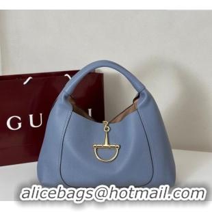 Super Quality Gucci Softbit Leather Maxi Shoulder Bag with Oversized Half Horsebit 837466 Light Blue 2025