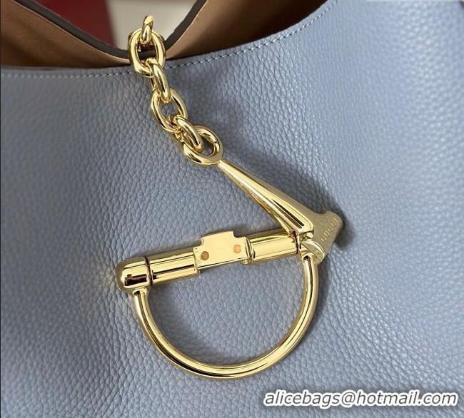 Super Quality Gucci Softbit Leather Maxi Shoulder Bag with Oversized Half Horsebit 837466 Light Blue 2025