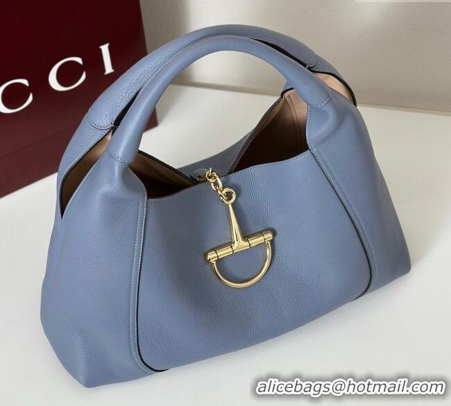 Super Quality Gucci Softbit Leather Maxi Shoulder Bag with Oversized Half Horsebit 837466 Light Blue 2025