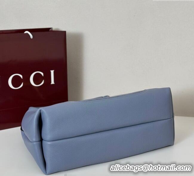 Super Quality Gucci Softbit Leather Maxi Shoulder Bag with Oversized Half Horsebit 837466 Light Blue 2025