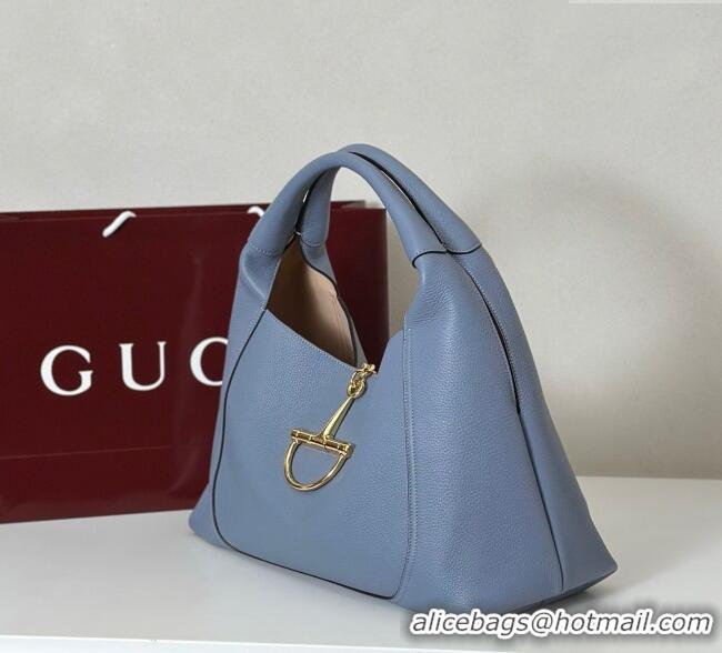 Super Quality Gucci Softbit Leather Maxi Shoulder Bag with Oversized Half Horsebit 837466 Light Blue 2025