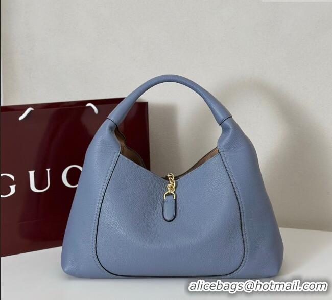Super Quality Gucci Softbit Leather Maxi Shoulder Bag with Oversized Half Horsebit 837466 Light Blue 2025